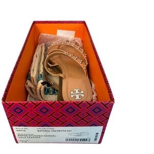 Tory Burch Patos Studded Leather Thong Sandals Vacation Resort Coastal